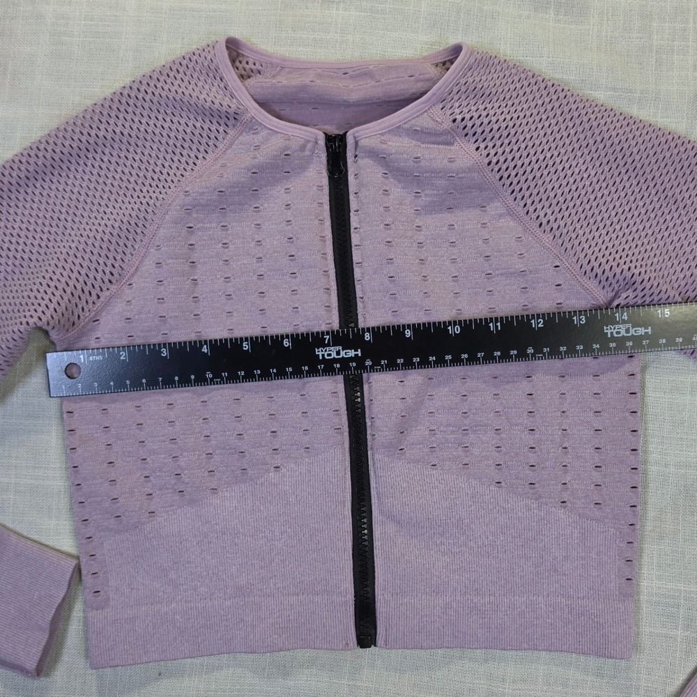 Purple Seamless Full Zip Cropped Performance Jacket Mesh Vent Athletic Top - Picture 6 of 8
